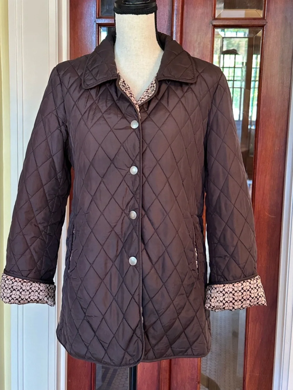 COACH | Dark Brown Quilted Lightweight Barn Jacket, Size M